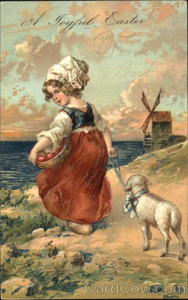 Easter Girl with Lamb With Children