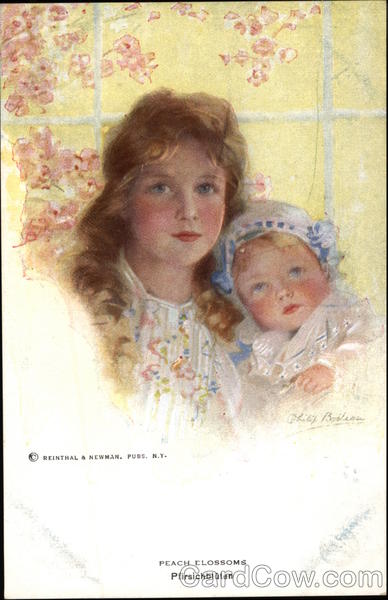 Peach Blossoms - Portrait of Young Girl and Baby