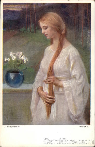 Flower Pot and Woman with Long Hair Women