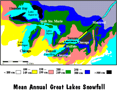 Great Lakes Region Annual Mean Snowfall