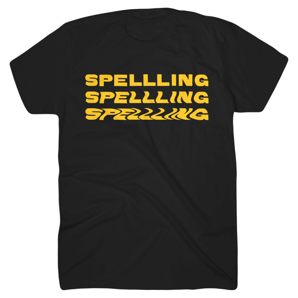 Yellow SPELLLING Black T-Shirt