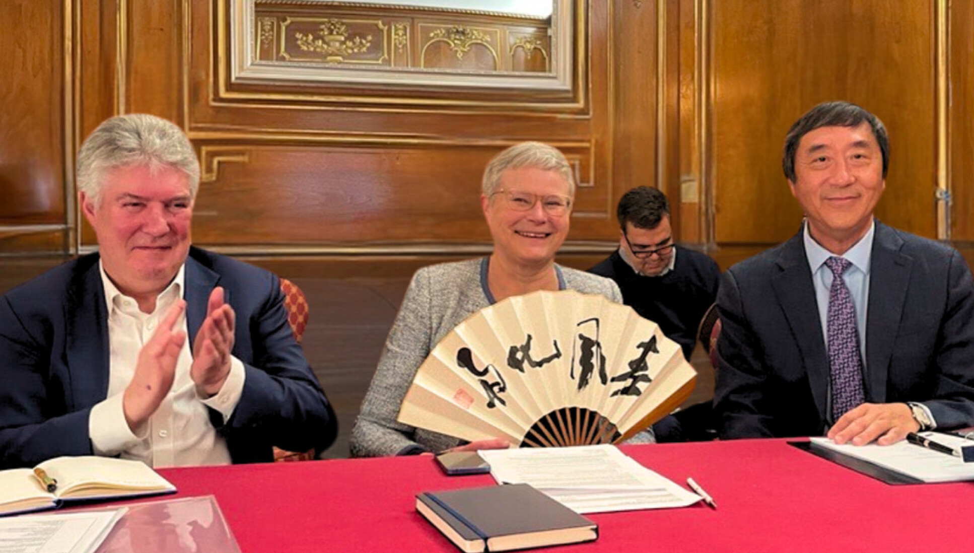 From left to right Professors Frank Kelly, Deborah Ashby and Joseph Sung