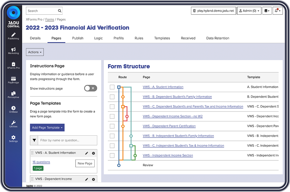 The forms user interface