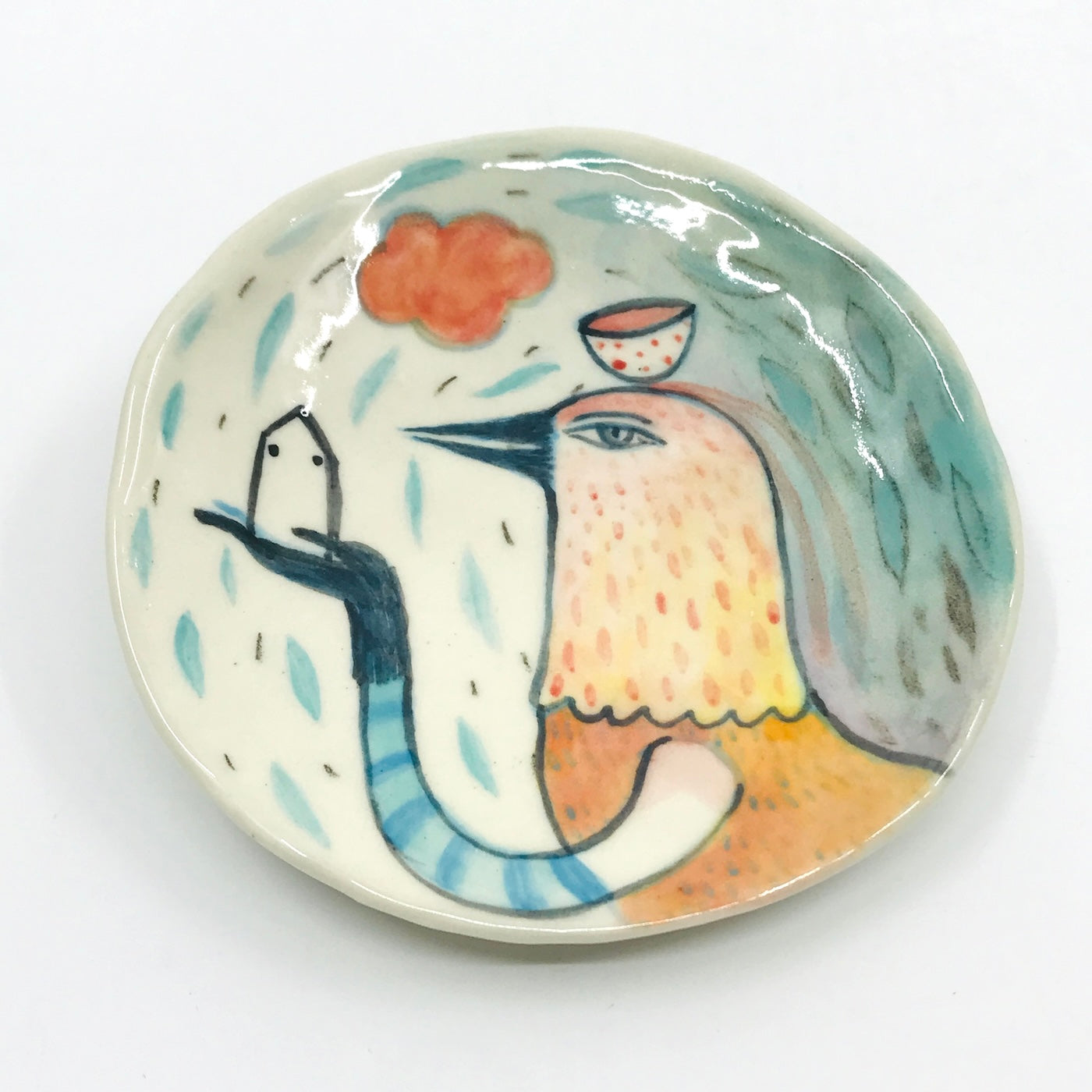 Illustrated Small Ceramic Plate by Maria Moldovan