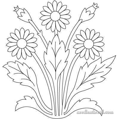 Hand Embroidery Pattern: Art Needlework Daisies