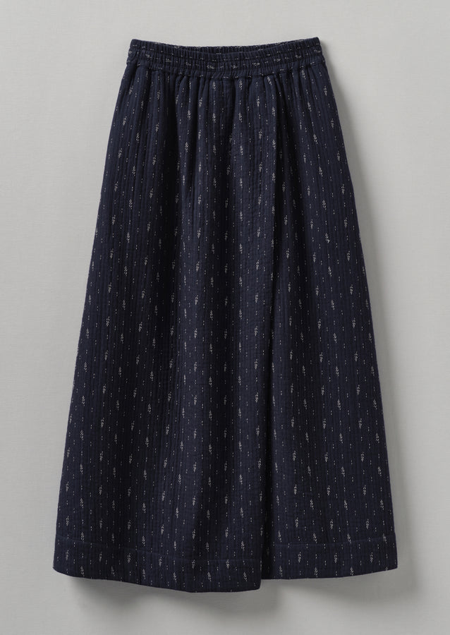 Dobby Stitch Cotton Skirt | Indigo/Blue