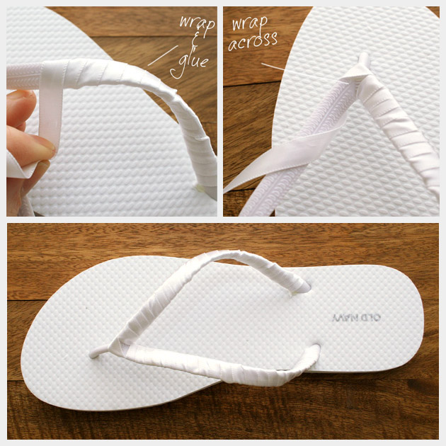 Ribbon Wrapped Flip Flops DIY