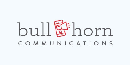 Bullhorn Communications logo on a light blue background