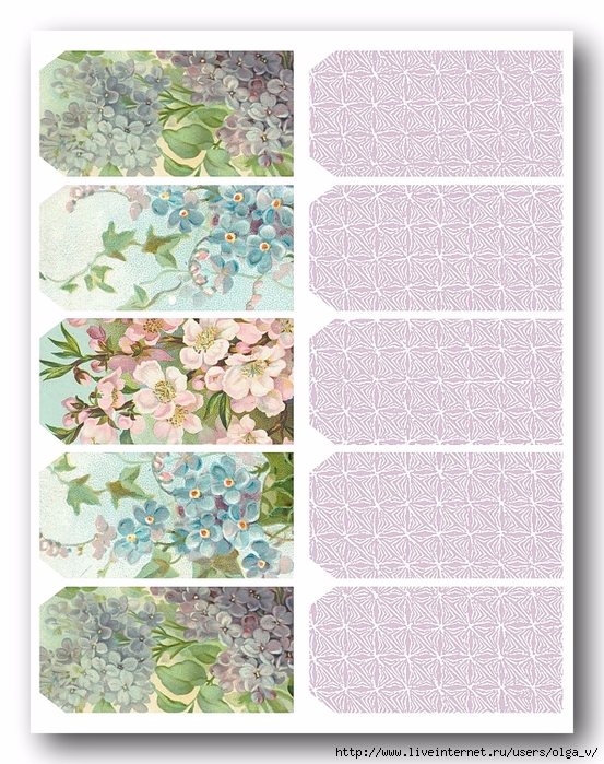 Tags - spring blossoms + lace - 10 printable (553x700, 369Kb)