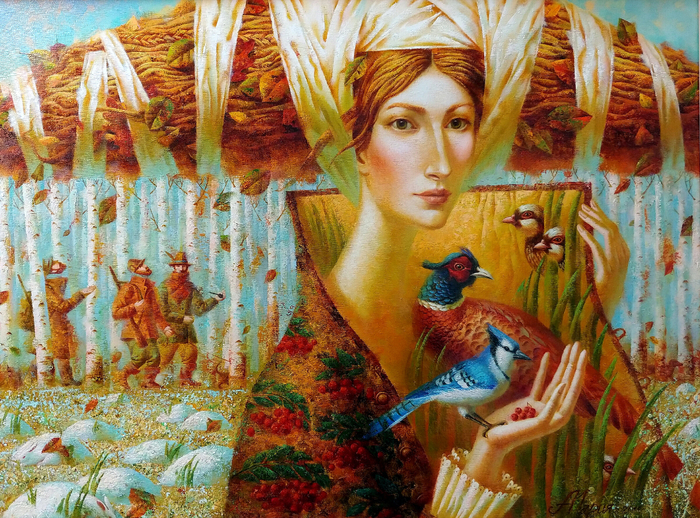 Мария Самолётова Осень и синяя птица (700x518, 626Kb)