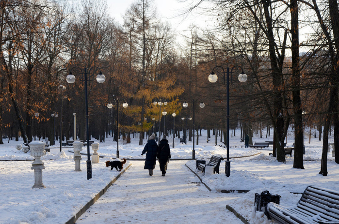 В Екатерининском парке, январская Москва (700x463, 480Kb)