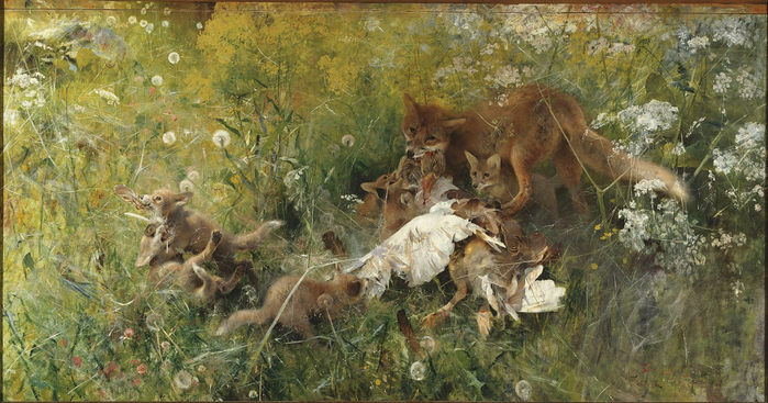 1280px-Bruno_Liljefors_-_A_Fox_Family_-_Google_Art_Project-1024x538 (700x367, 396Kb)