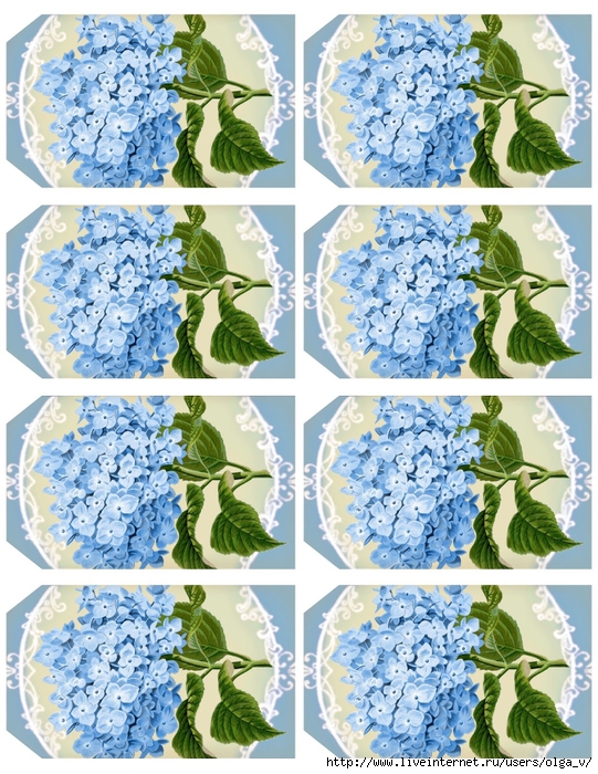 Hydrangea in blue ~ 4.1 x 2.5 tags printable ~ lilac-n-lavender (541x700, 396Kb)