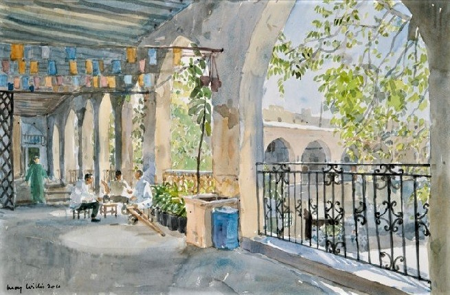 Coffee in The Khan, Damascus (655x430, 287Kb)