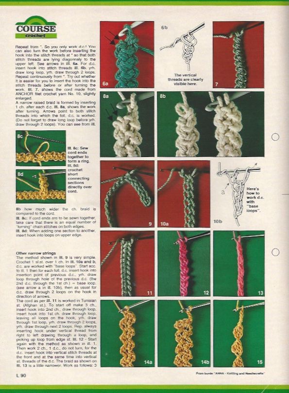 Crochet Braid/Cord instructions from Anna Burda magazine, March 1981