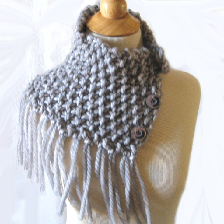 Fringed Hand Knit Gray Cowl Capelet just included in a new Etsy treasury: https://www.etsy.com/treasury/MTExMjgyOTB8MjcyNDExMTU2NA/simple-silver-for-mothers-day#