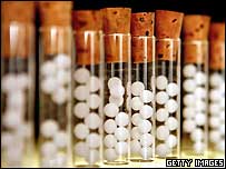 Vials of homeopathy medication