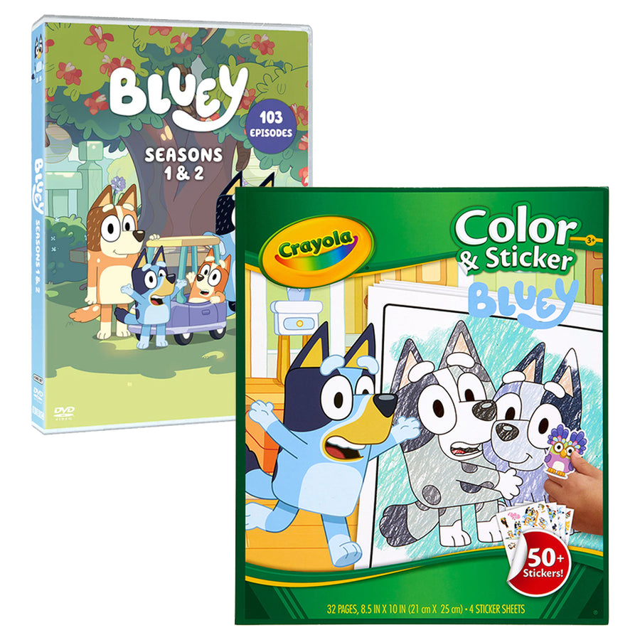 Bluey: Seasons 1 & 2 and Color and Sticker Book Bundle