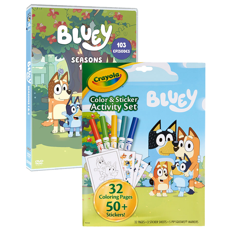 Bluey: Seasons 1 & 2 and Color and Sticker Activity Book Bundle