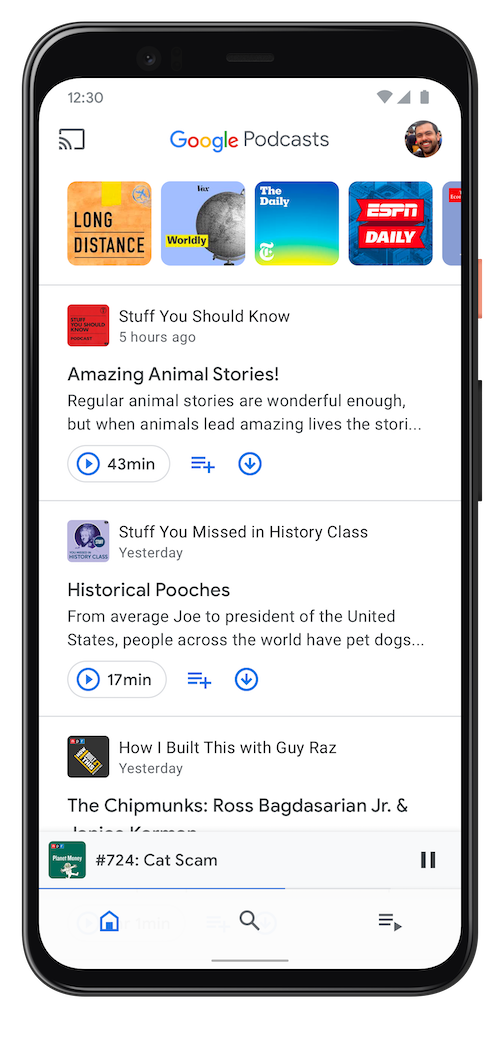 Google Podcasts app on Android