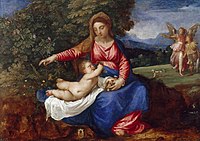 Titian, Madonna and Child in a Landscape with Tobias and the Angel, 1535–1540