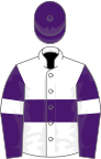 White, purple hoop, purple sleeves, white armlets, purple cap