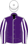 Purple, White seams, Striped sleeves, White cap