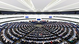 European parliament hemicycle in Strasbourg, France