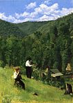 Thomas Pollock Anshutz, The Farmer and His Son at Harvesting, 1879. Thomas Pollock Anshutz var lärare för fem av medlemmarna i Ashcan School.