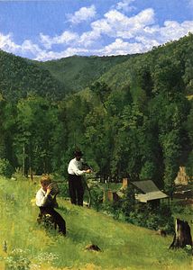 Thomas Pollock Anshutz, The Farmer and His Son at Harvesting, 1879. Five members of the Ashcan School studied with him, but went on to create quite different styles.