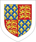 Личный герб Томаса Вудстока: королевский герб Англии (герб Эдуарда III) с серебряной каймой