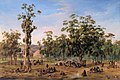 Image 25An Aboriginal encampment near the Adelaide foothills in an 1854 painting by Alexander Schramm (from Aboriginal Australians)