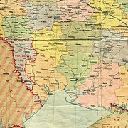 Территория бывшей Одесской губернии на карте Украинской ССР, административное деление от 1 марта 1927 года