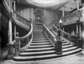 The Forward First Class Grand Staircase of Titanic's sister ship RMS Olympic. Titanic's staircase will have looked nearly identical. No known photos of Titanic's staircase exist.