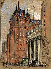 Джозеф Пеннелл. В Уолдорф-Астория, 1904-1908, уголь и пастель на коричневой бумаге