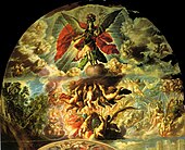 Apparition of Saint Michael, ca. 1686 by Cristóbal de Villalpando. Mexico City Metropolitan Cathedral collection. Colonial Mexico.