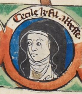 Изображение Сесилии на фрагменте генеалогического свитка, Восточная Англия, ок. 1300—1307