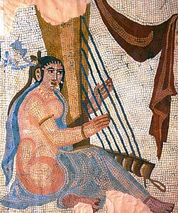 Арфа в мозаике, империя Сасанидов, III век н. э.