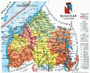 Вазаская губерния на карте