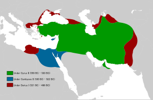  Границы во время правления Кира II (559 — 530 до н. э.)  Границы во время правления Камбиса II (530 — 522 до н. э.)  Границы во время правления Дария I (522 — 486 до н. э.)