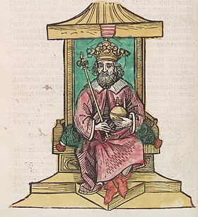 Король Чехии Вацлав III. Ксилография из «Хроники Венгров» Яноша Туроци (1488)