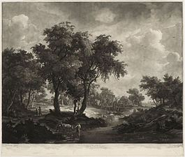 Пейзаж с мельницей, гравюра, 1769 год