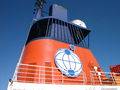 Труба немецкого исследовательского судна POLARSTERN с логотипом Института полярных и морских исследований имени Альфреда Вегенера в Бремерхафене