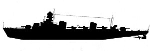 Силуэт эскадренного миноносца проекта 35. Эскизный проект ЦКБ-32, 1940 год
