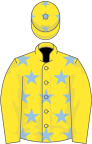 Yellow, light blue stars on body and star on cap