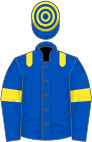 Royal blue, yellow epaulets and armlets, hooped cap