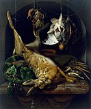 Натюрморт с мёртвым зайцем, куропатками и другими птицами в нише. 1675. Холст, масло. Музей изящных искусств, Хьюстон, Техас, США
