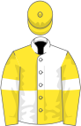 Yellow and white (quartered), yellow sleeves, white armlets, yellow cap