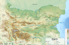 Topographic map of Bulgaria