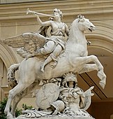 The King's Fame Riding Pegasus; by Antoine Coysevox; 1701–1702; Carrara marble; height: 3.15 m, width: 2.91 m, depth: 1.28 m